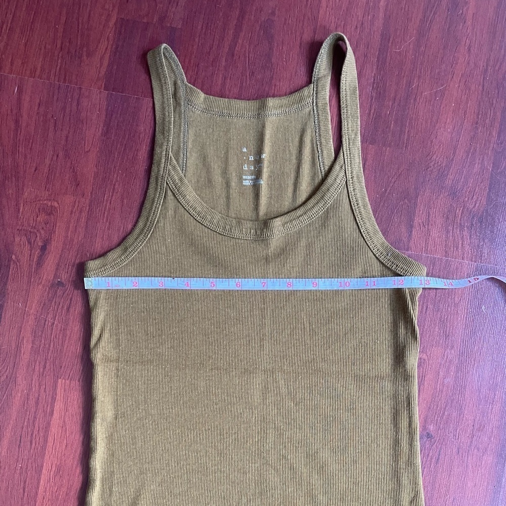 Cute Mustard Green Cotton Blend Tank Top - Picture 4 of 4